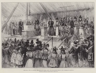 Der königliche Besuch in Longton, der Prinz von Wales legt den Grundstein des Sutherland-Instituts